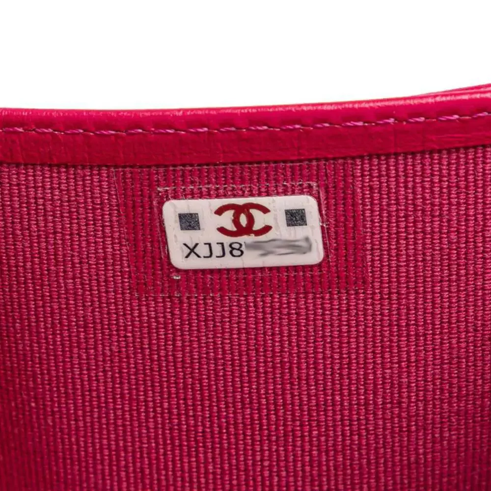 CHANEL Pink Caviar Leather Logo Wallet